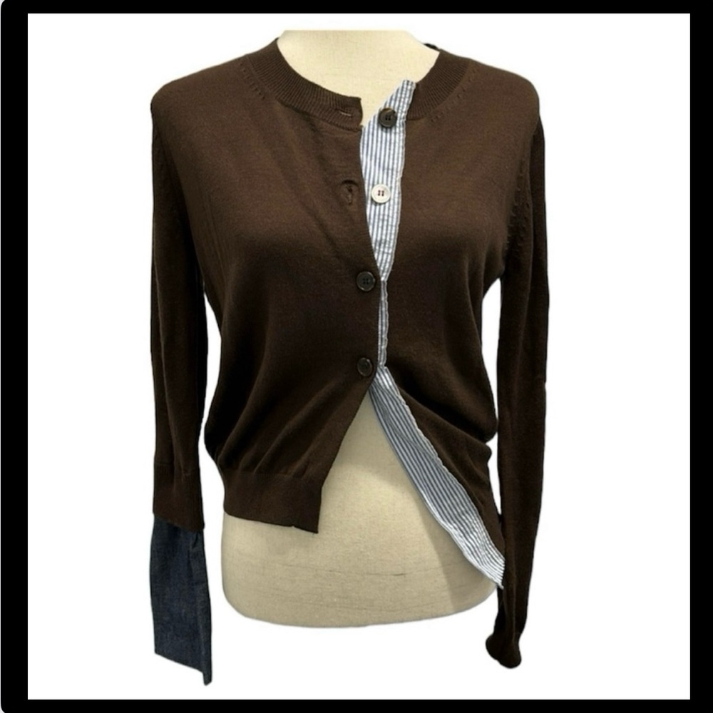 K-pop Style Avant-garde Asymmetrical Brown Cardigan Sweater - Small